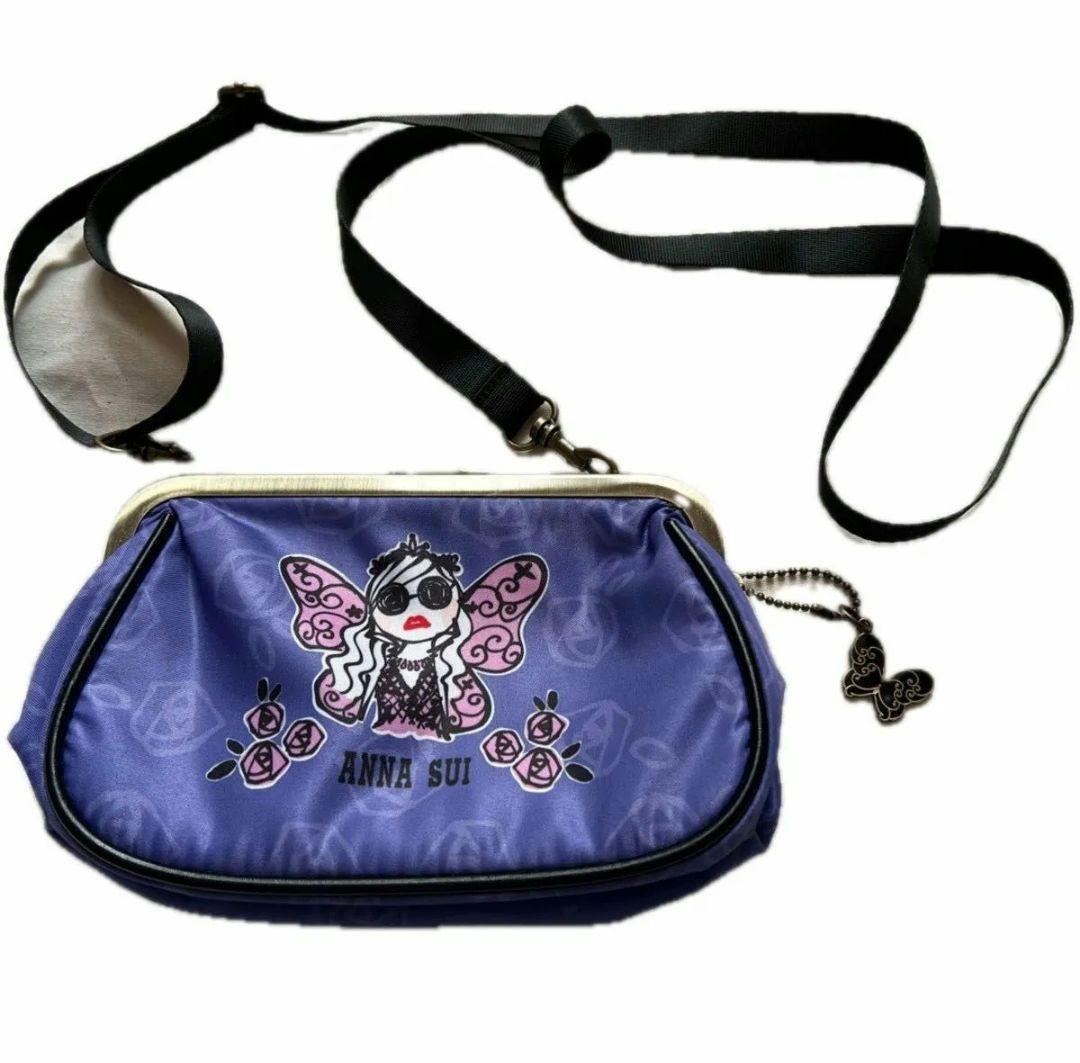 新品未使用　ANNA SUI がま口バック ANNA SUI がま口 ショルダーバッグ パープル本物