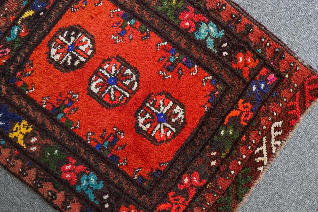 62×52cm トルクメン ボハララグ 手織り絨毯 トライバルラグ ヴィンテージ