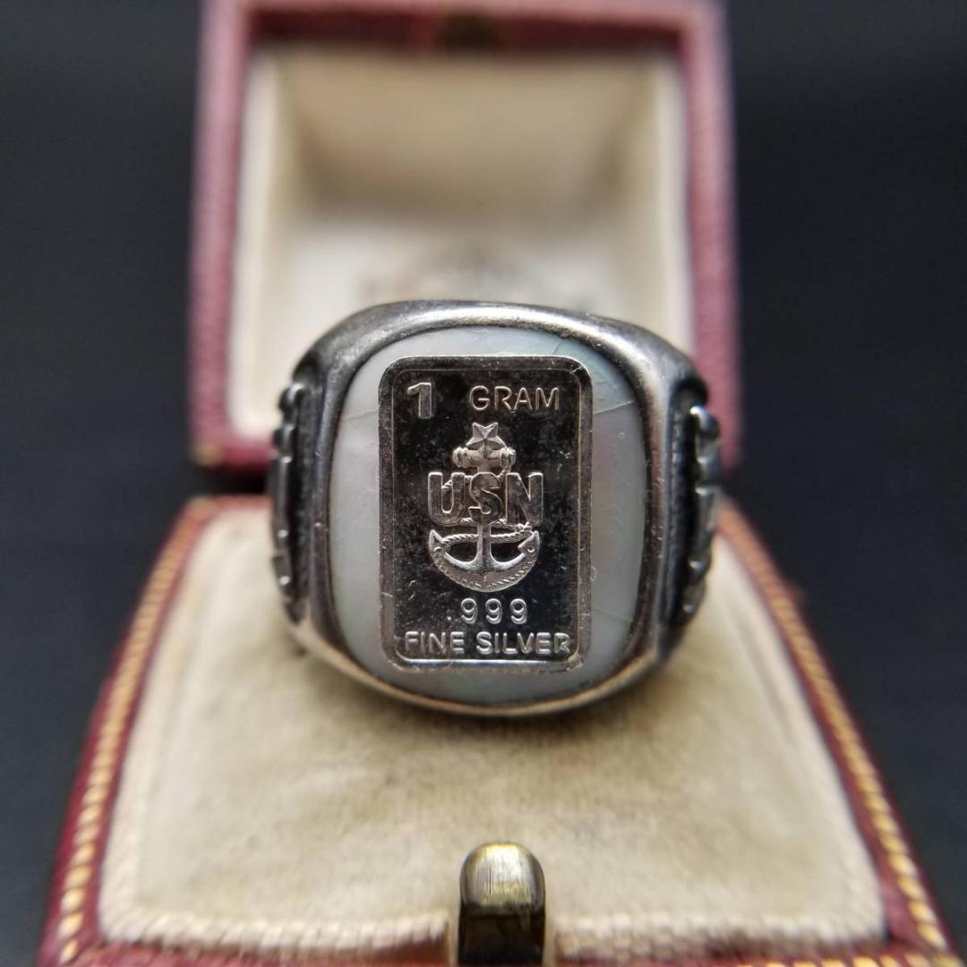 1960年代 米国ビンテージ シグネット スターリングシルバー マザーオブパール