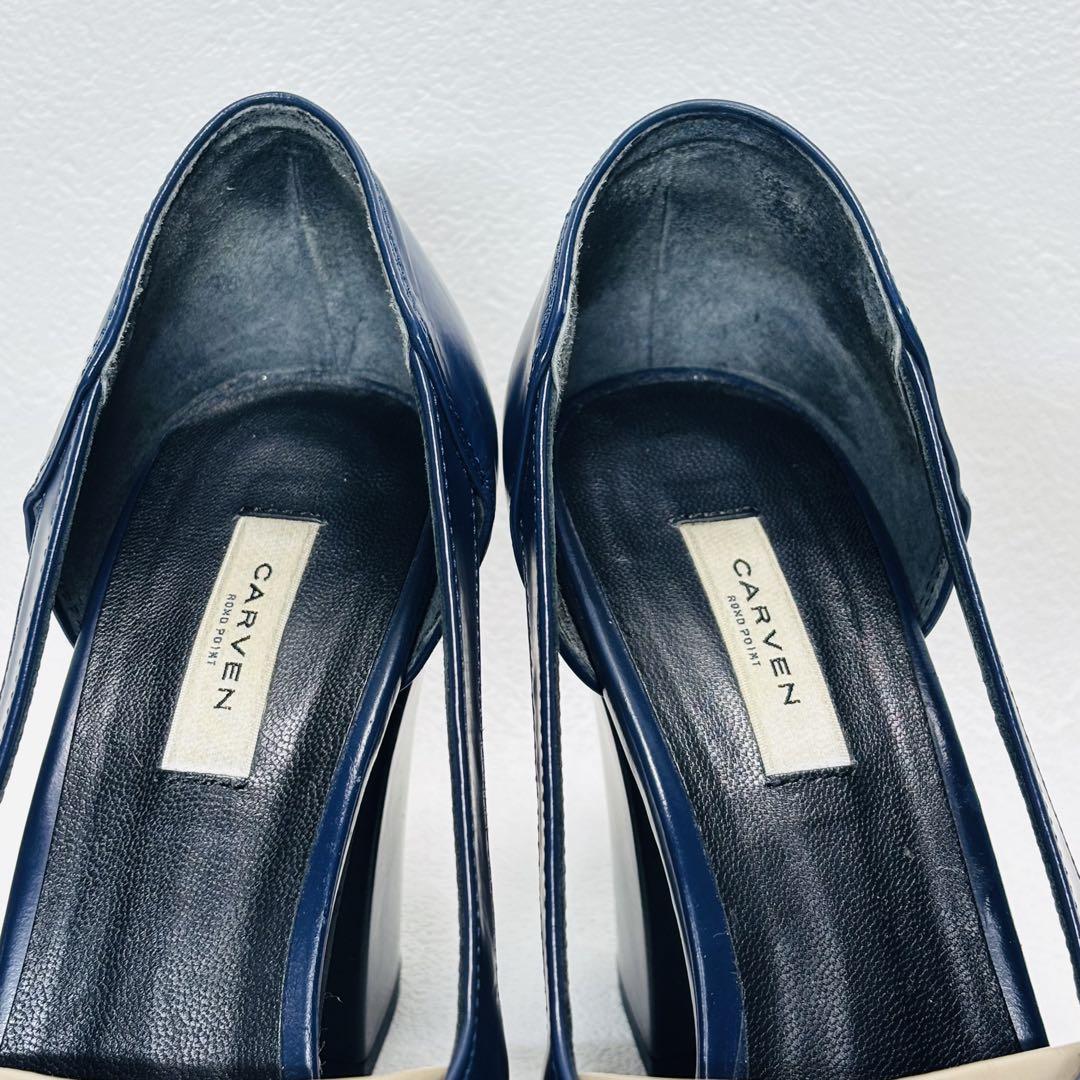 CARVEN サンダル23.0cm オープントゥ ネイビーグレーブラック