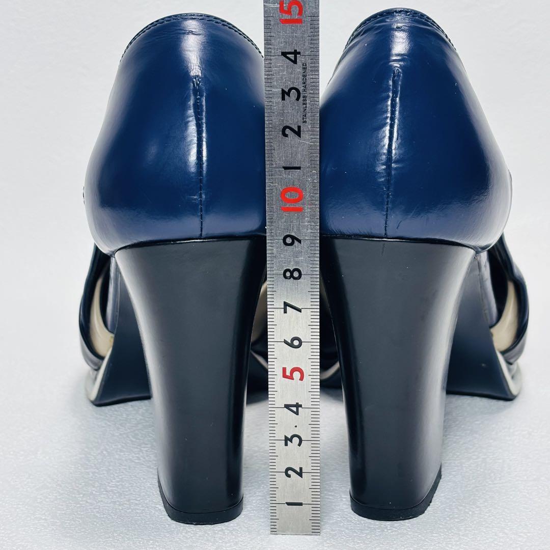 CARVEN サンダル23.0cm オープントゥ ネイビーグレーブラック