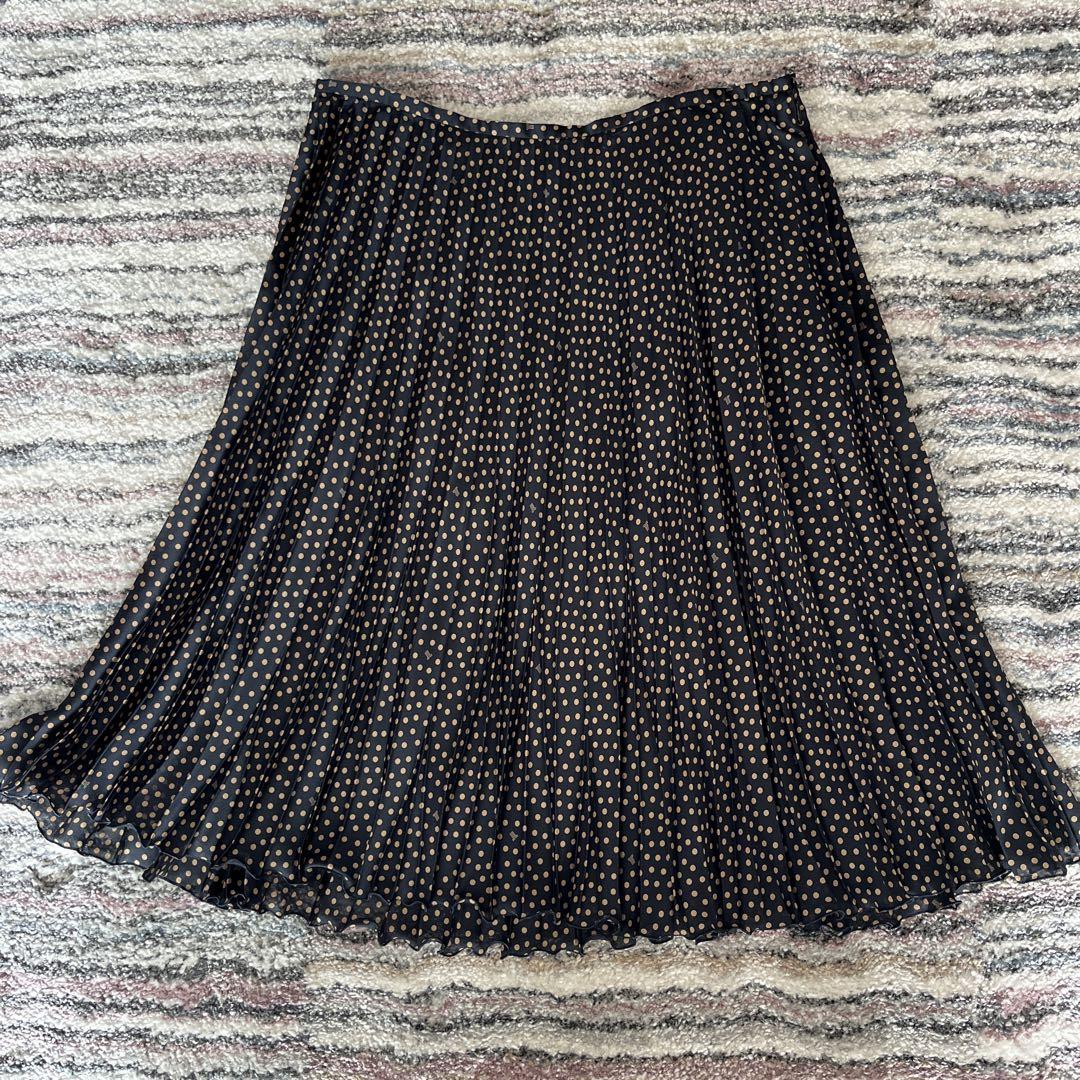 ファッション通販 安い LANVIN ランバンコレクション ドット柄 ロゴマークプリーツ スカート