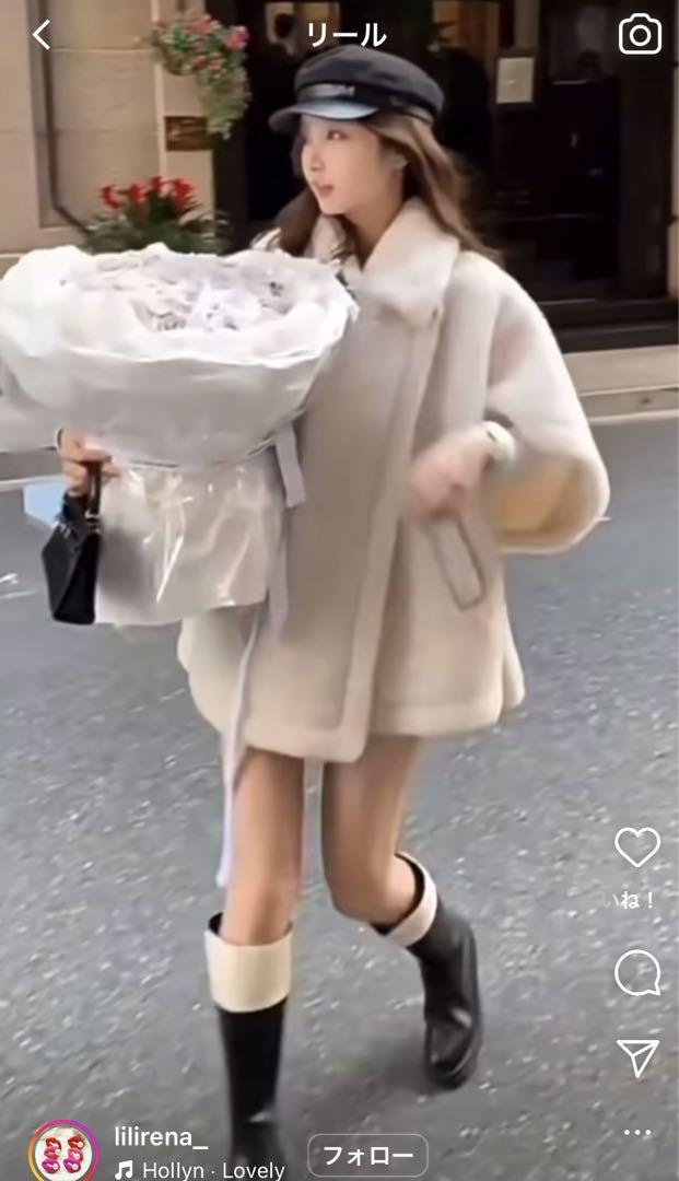 新品タグ付き】lilirena テディベア ケープ ポンチョ コート