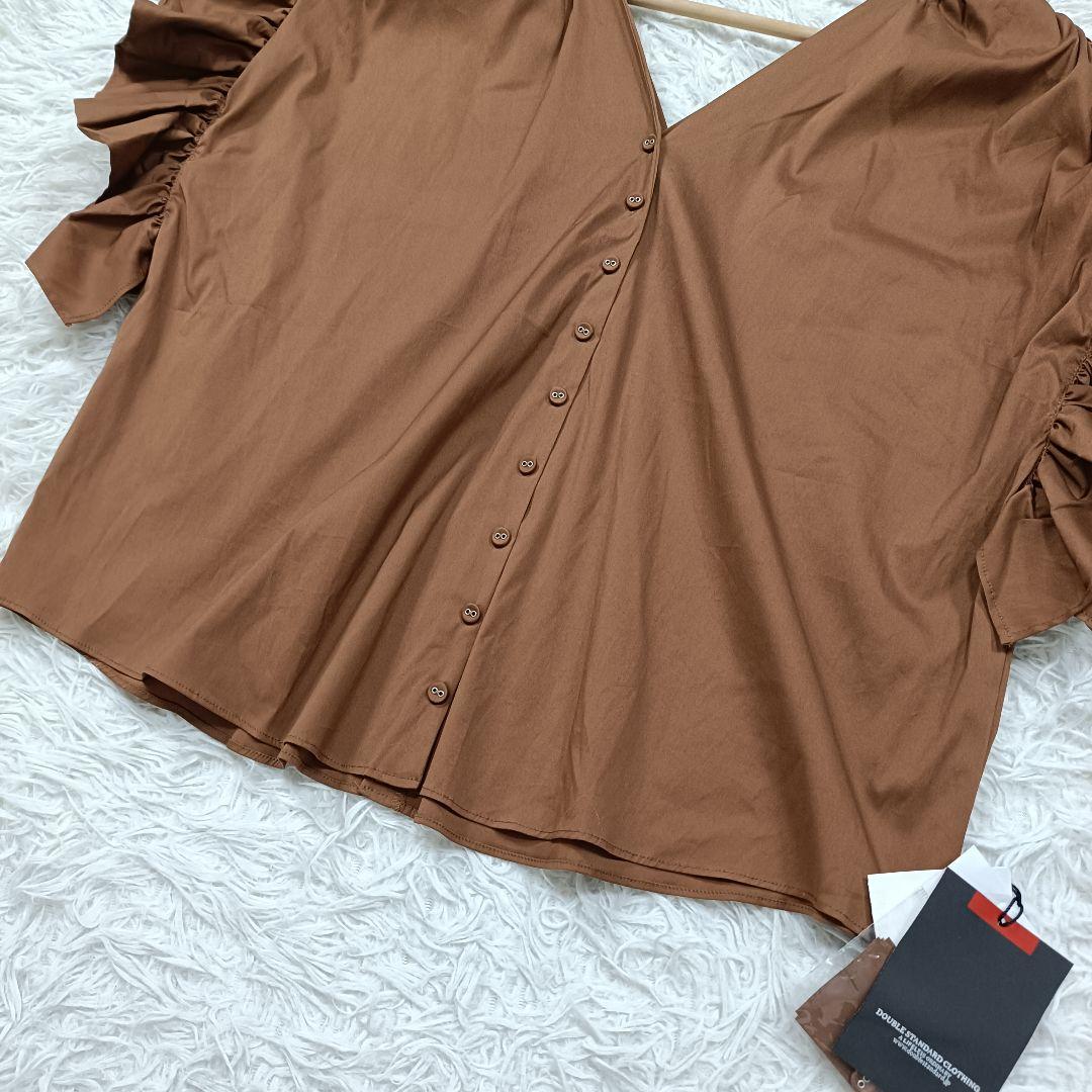 【新品】ダブルスタンダードクロージング フリルブラウス 38 M ブラウン