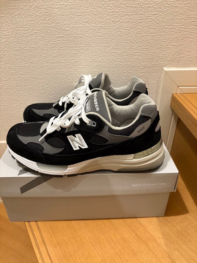 New Balance 992 ブラック/グレー②_1