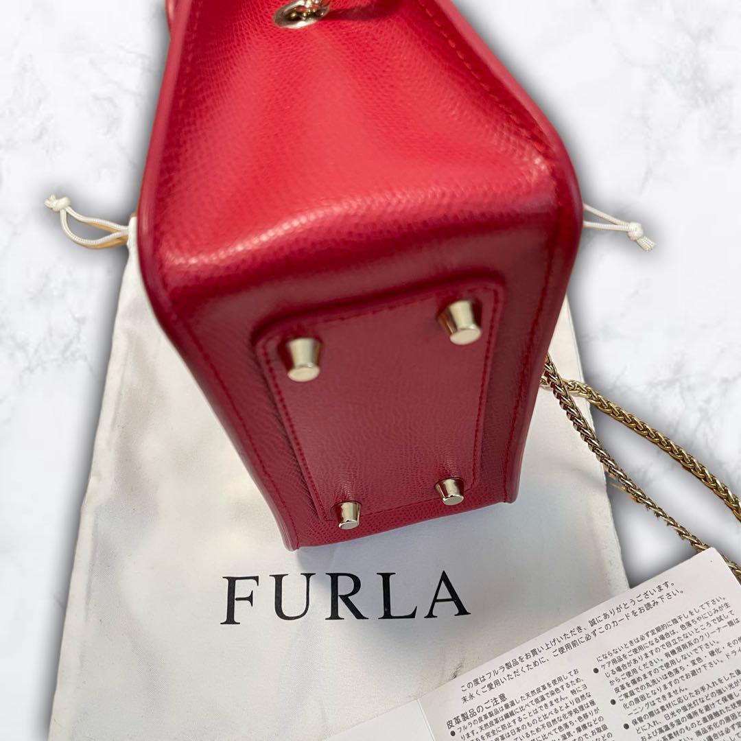 FURLA メトロポリス チェーンバッグ ポシェット ミニホルダー ラメ レッド FURLA メトロポリス チェーンバッグ ポシェット ミニホルダー