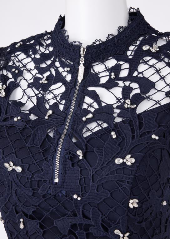《Creminous》ジュエルケミカルロングドレス　ネイビーロングドレス