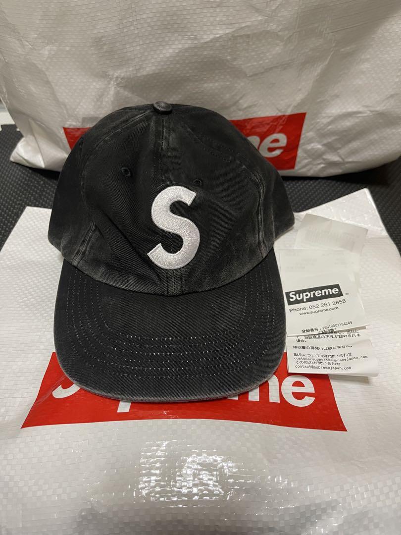 帽子 Supreme Pigment Coated S Logo 6-P Black