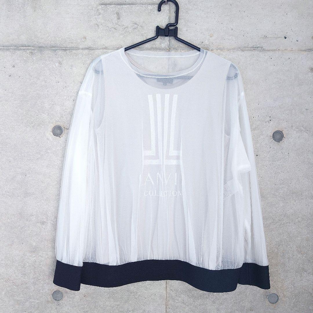 【極美品】 LANVIN ランバンコレクション チュールカットソー 白 M