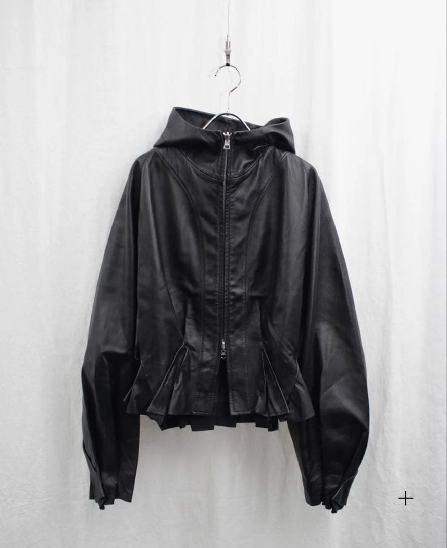 OMAR AFRIDI PLEATED LEATHER HOODIE 46