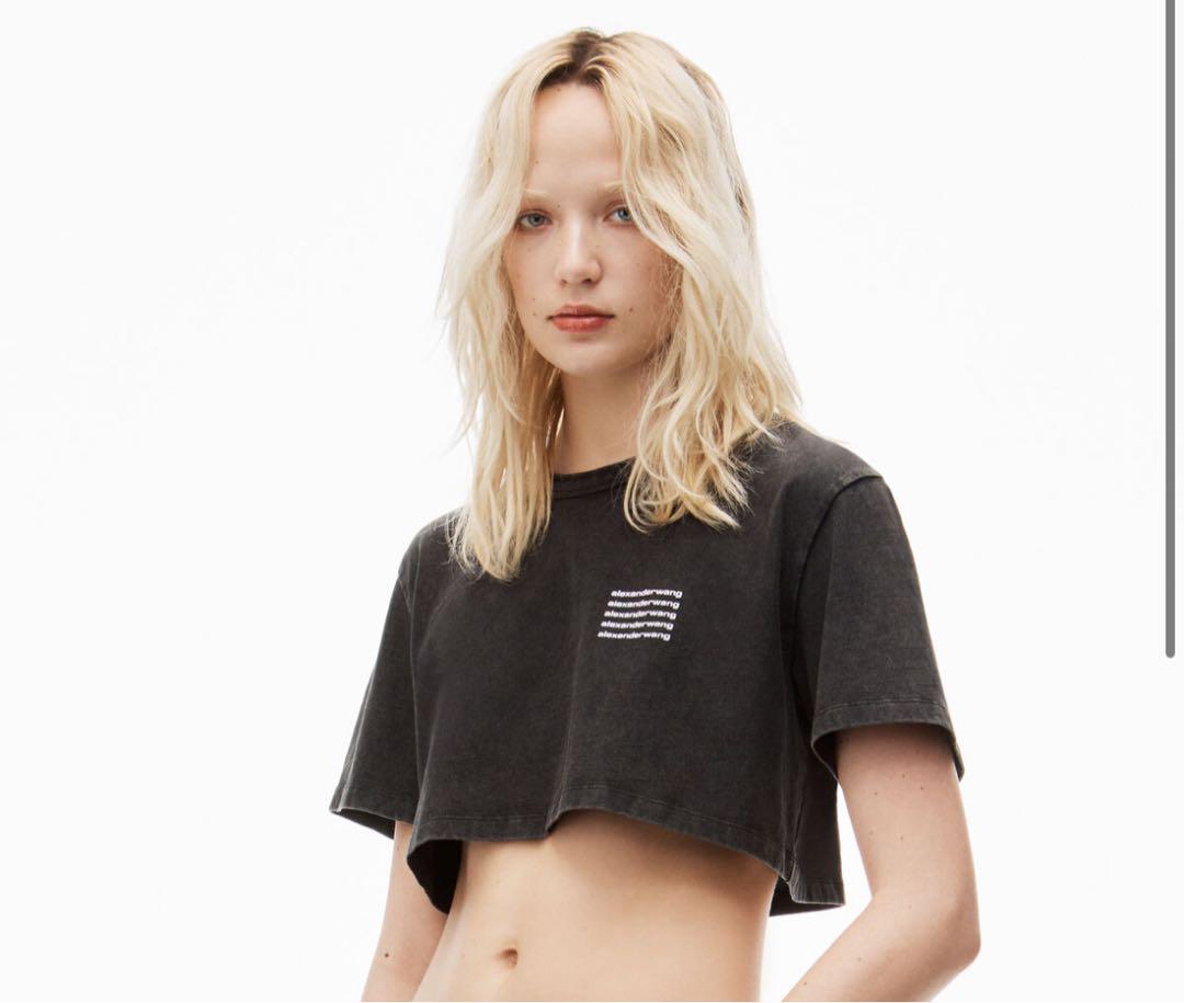 Alexander Wang ダークグレー クロップドTシャツ