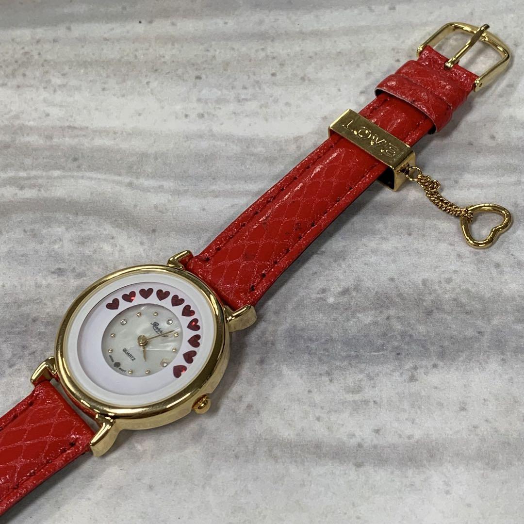 新品・未使用】赤 Rapport レディース ハートモチーフ クォーツ
