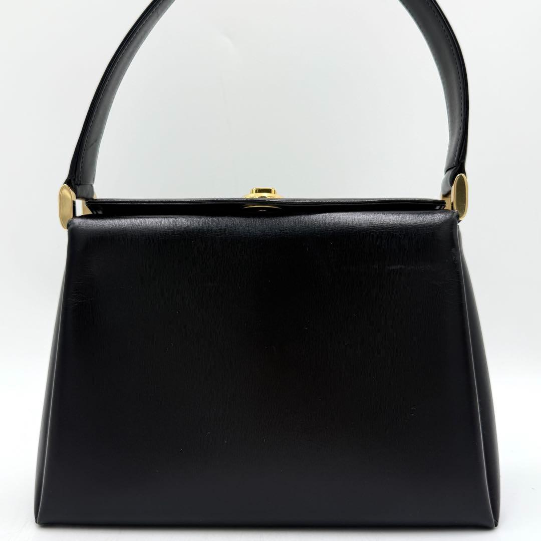 【美品】ハマノ ハンドバッグ コキーユ ターンロック フォーマル レザー 黒