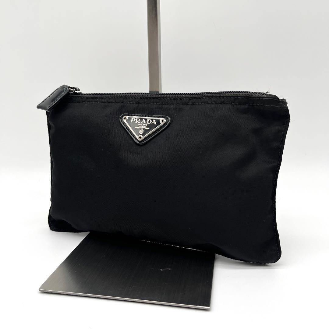 美品★PRADA プラダ テスート ポーチ ナイロン 三角ロゴ ブラック 黒 PRADA プラダ ポーチ 小物入れ テスートナイロン ブラック 三角