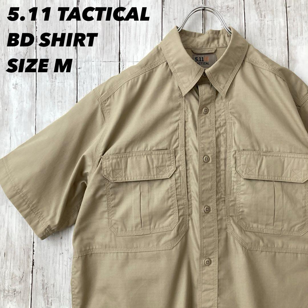 5.11TACTICAL 半袖リップストップBDシャツM ベージュ　アメリカ古着
