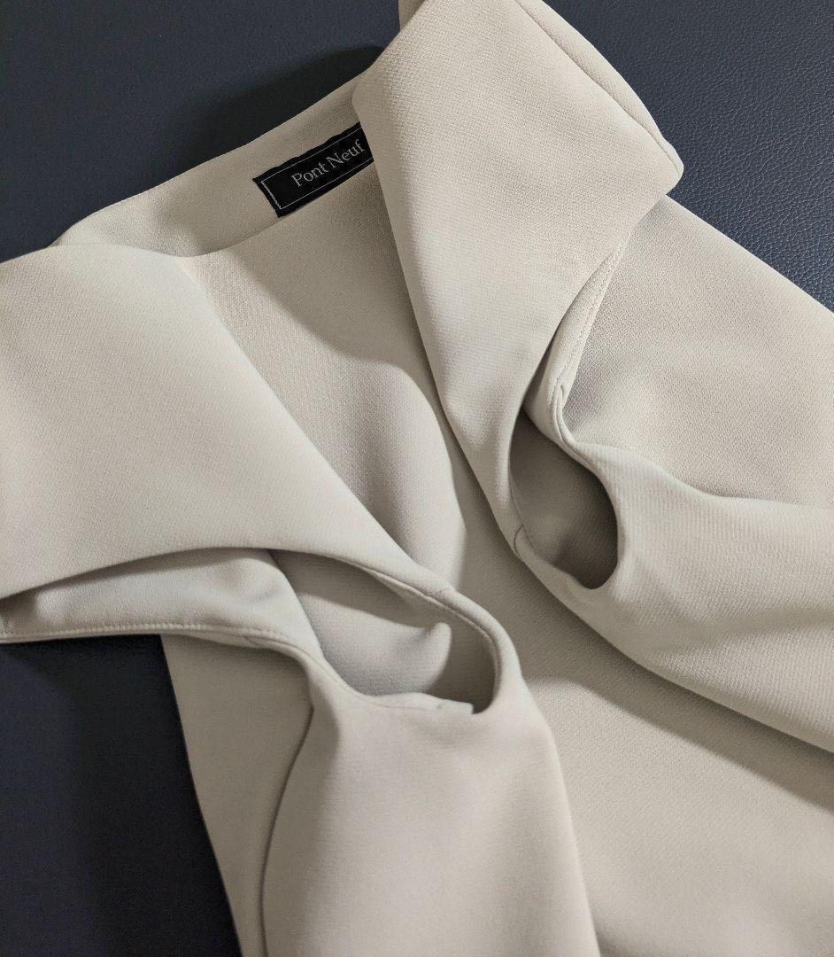 ポンヌフ／日本製 ふんわりティアードワンピース ライトベージュ フレンチスリーブ