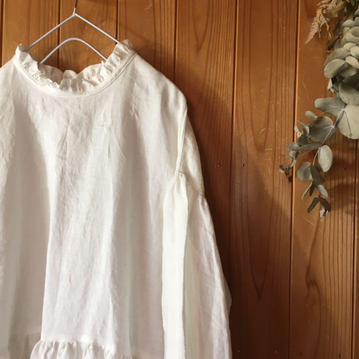 コートなど ハンドメイド ホワイト 白 Kks7f-m56787749453 リネン フリルワンピース レディース