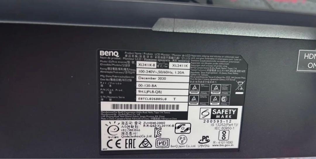 benq zowie xl2411k 144hz ゲーミングモニター
