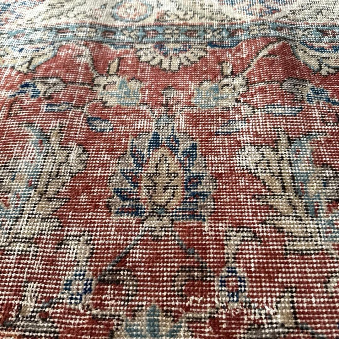 107×208 レンガ色×ブルー 縁取りボタニカル柄 トルコヴィンテージラグ 107×208 レンガ色×ブルー 縁取りボタニカル柄 トルコヴィンテージラグ