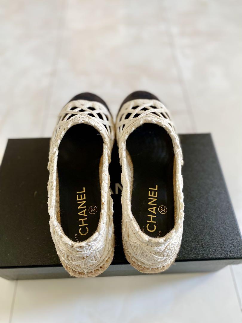 室内履きのみ CHANEL レース エスパドリーユ スニーカー 37 シャネル