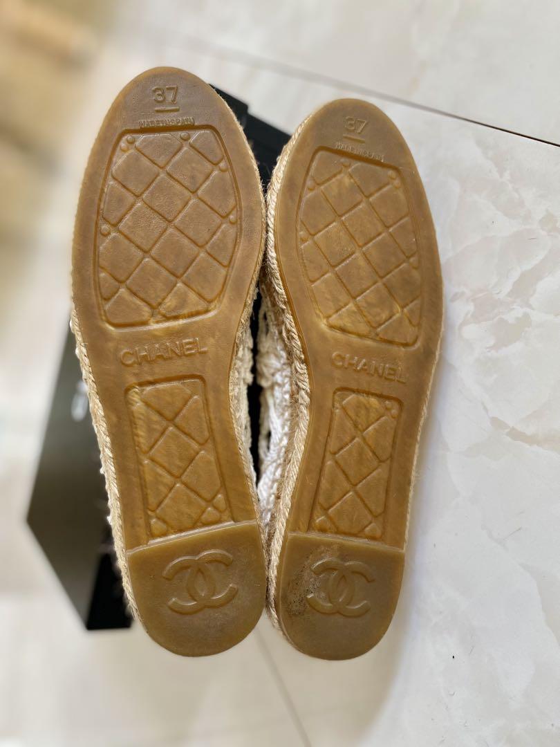 室内履きのみ CHANEL レース エスパドリーユ スニーカー 37 シャネル