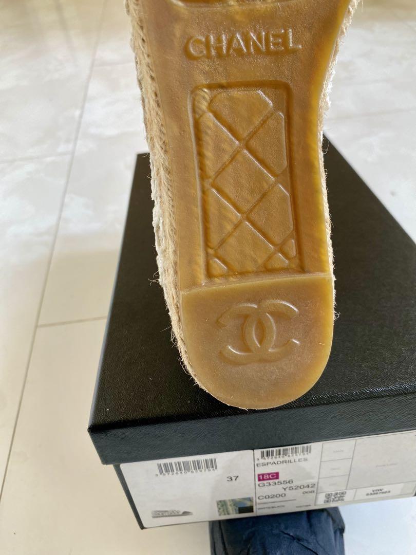 室内履きのみ CHANEL レース エスパドリーユ スニーカー 37 シャネル