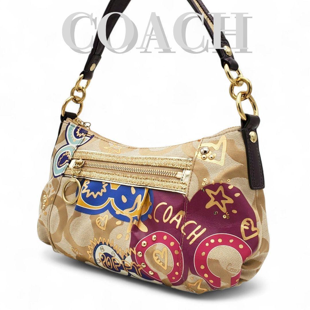 祝開店！大放出セール開催中 COACH ワンショルダー y2k 肩掛け スタッズ オプアート ポピー バッグ