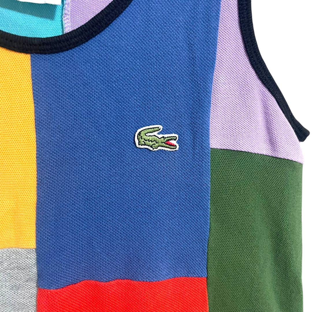 古着 希少デザイン LACOSTE パッチワーク タンクトップ
