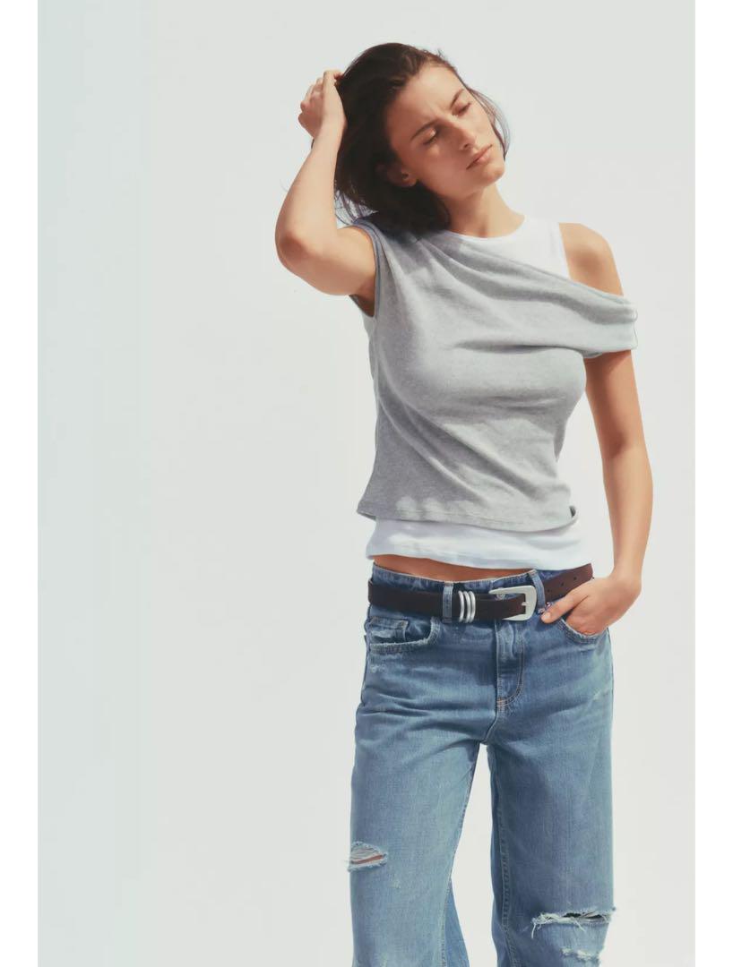 ZARA 新作 ダブルレイヤーTシャツ - メルカリ