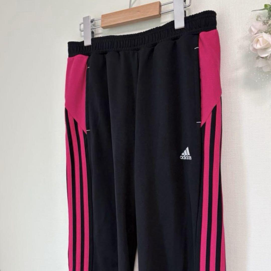 アディダス adidas ジャージ 上下 トレーニングパンツ 黒 ピンク ロゴ