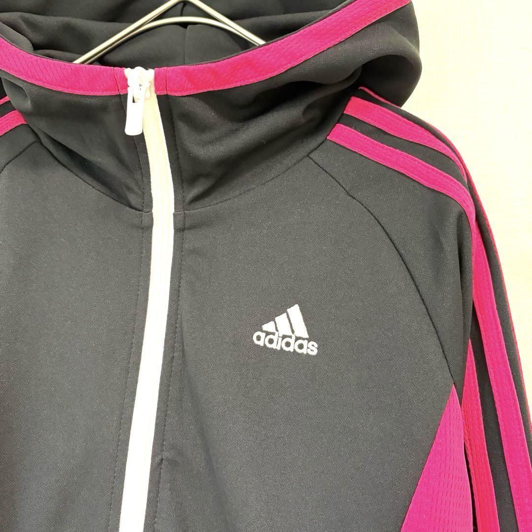 アディダス adidas ジャージ 上下 トレーニングパンツ 黒 ピンク ロゴ