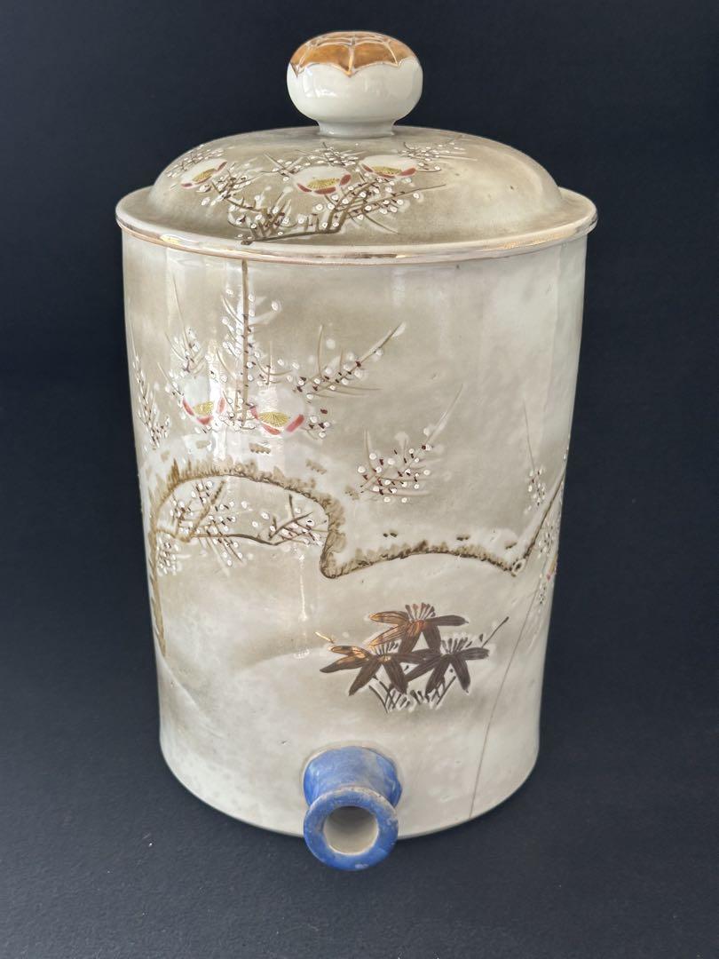 伊万里焼　色絵梅雁図　磁器茶筒 高さ約36cm 古道具　古美術