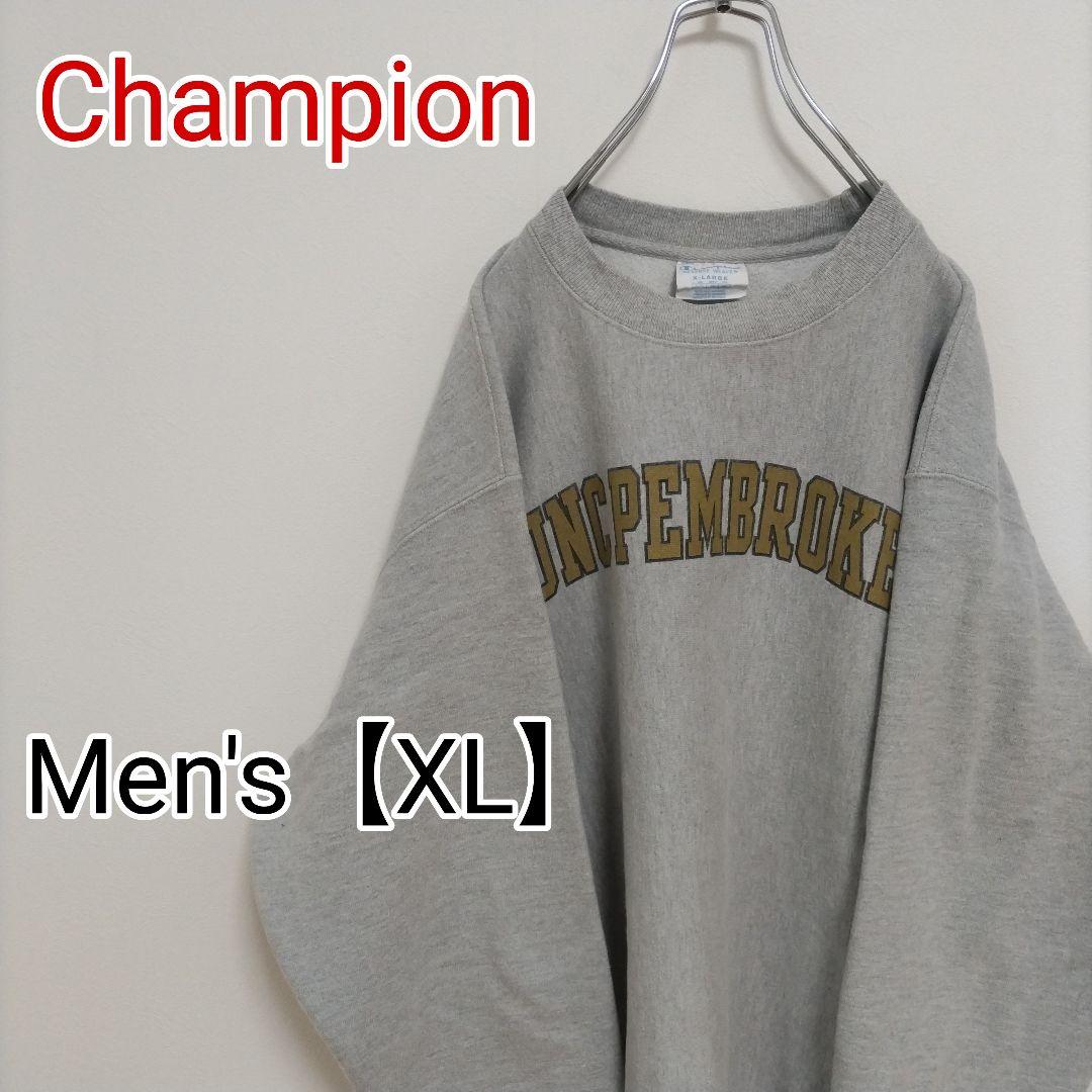 E4【US輸入】Champion　スウェット【XL】グレー　リバースウィーブ