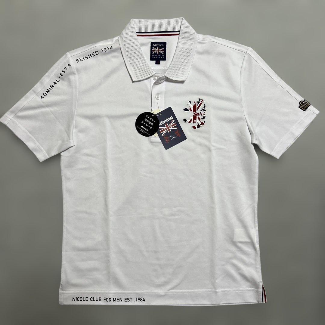 【完売】  新品 ゴルフ メンズ ポロシャツ ホワイト アドミラル Admiral メンズウェア