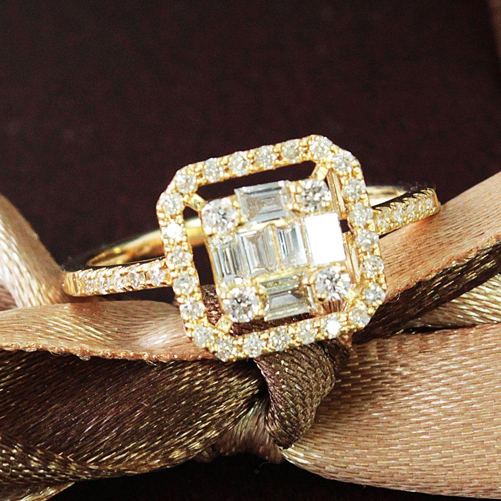 大人気新作 計0.5ct 天然ダイヤモンド 鑑別 リング K18YG - リング ...