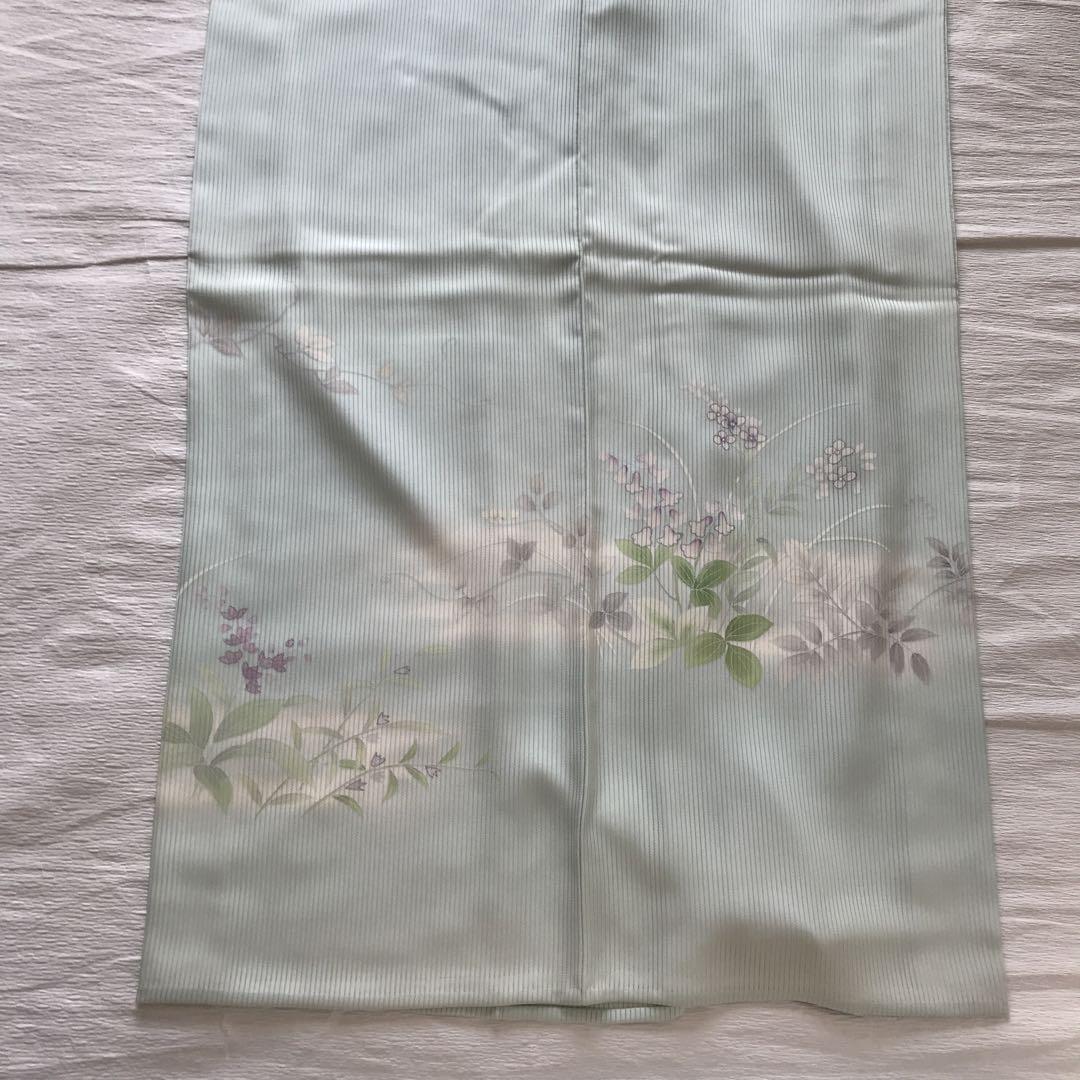 未使用 東京ますいわ屋　夏物　しつけ糸付　訪問着　銀駒刺繍　裄67 縦絽