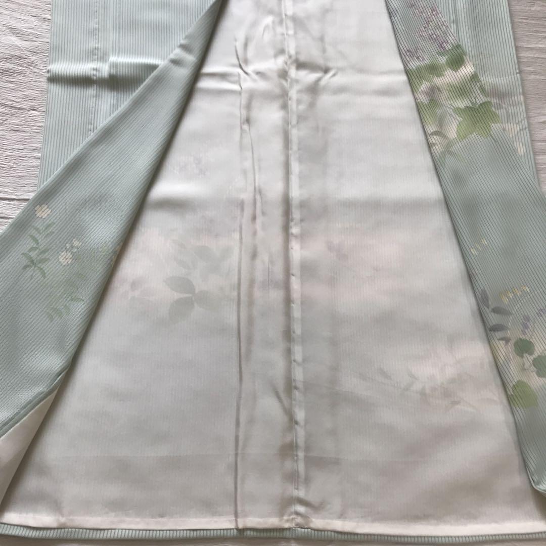 未使用 東京ますいわ屋　夏物　しつけ糸付　訪問着　銀駒刺繍　裄67 縦絽