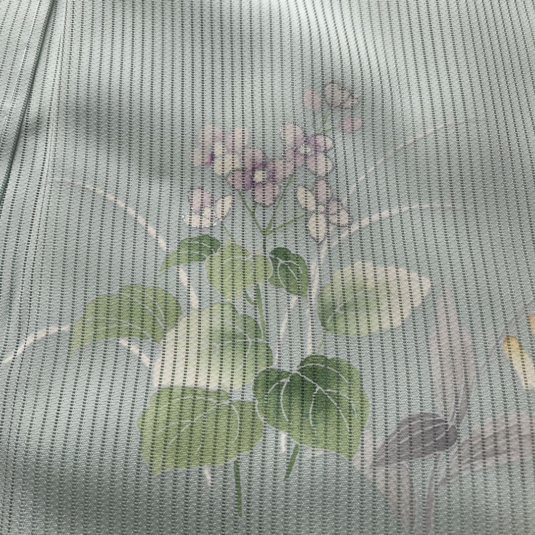 未使用 東京ますいわ屋　夏物　しつけ糸付　訪問着　銀駒刺繍　裄67 縦絽