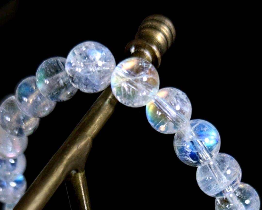 ✿天然美品✿希少石ホワイトラブラドライト虹の輝きが幸運を呼び込むようなブレス