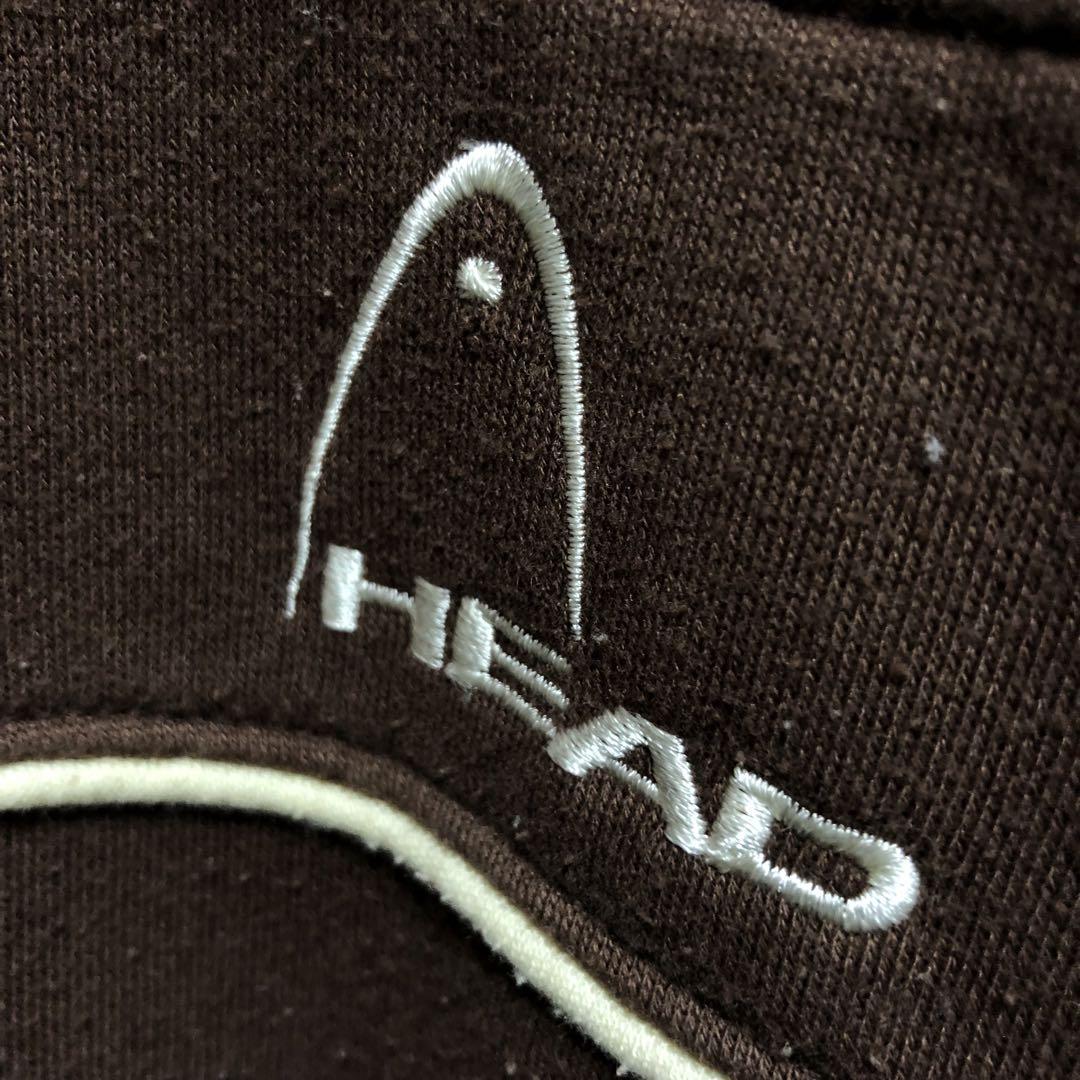 90s ビッグシルエット HEAD ヘッド スウェット 茶 袖ラインテープ