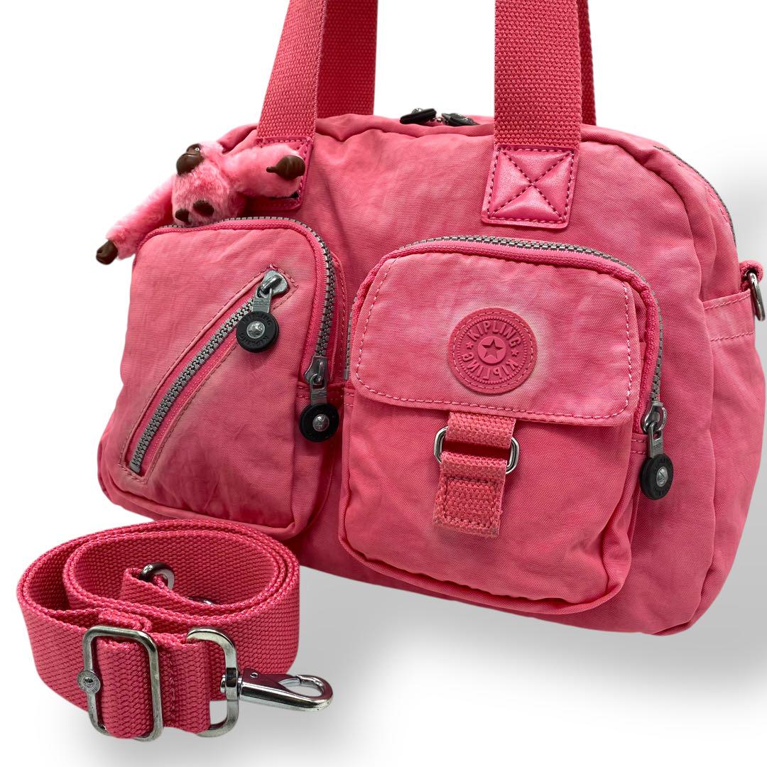 KIPLING キプリング ショルダーバッグ 2way ピンク ナイロン ゴリラ