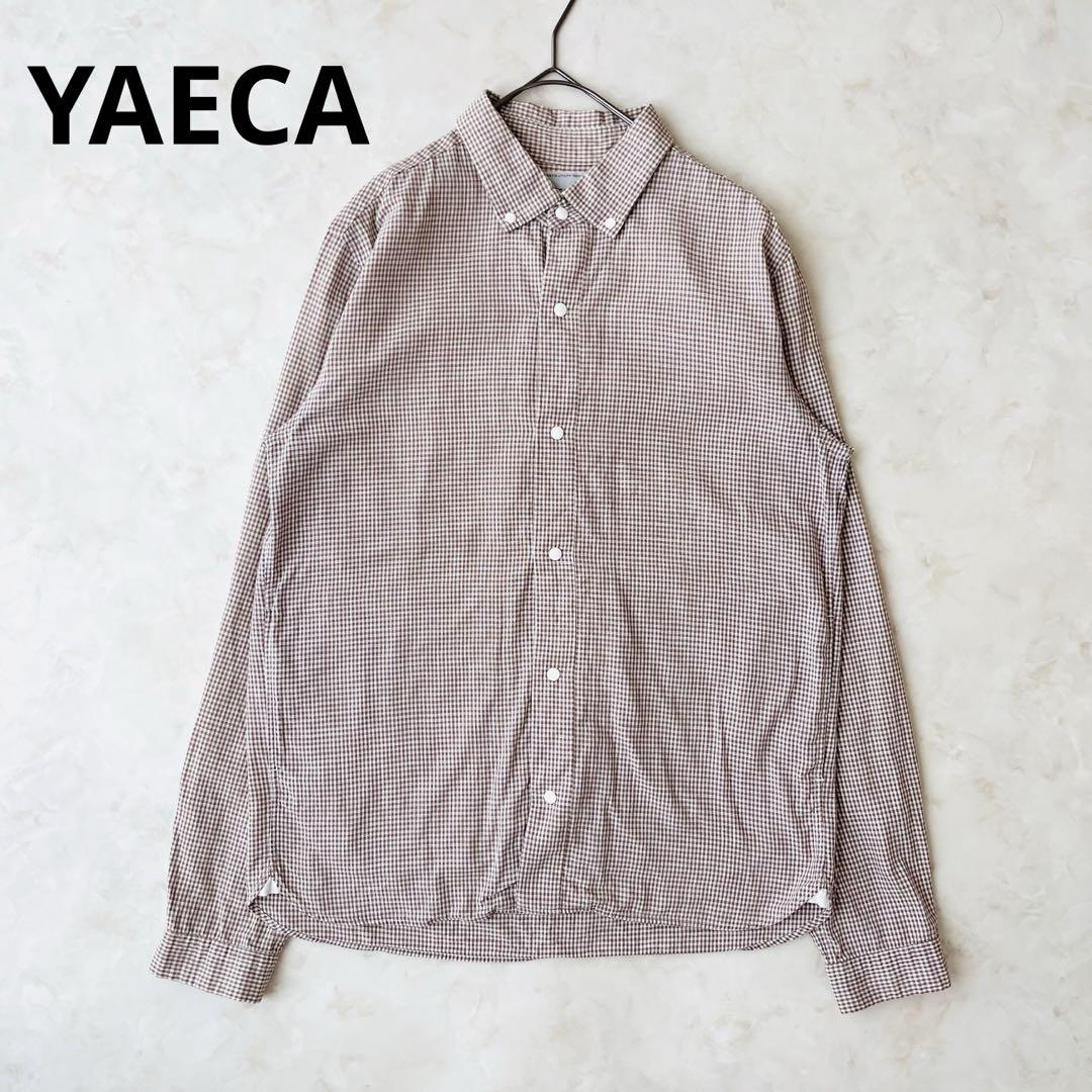YAECA ヤエカ　ギンガムチェックシャツ　ブラウン　キャメル　春先　綿100%