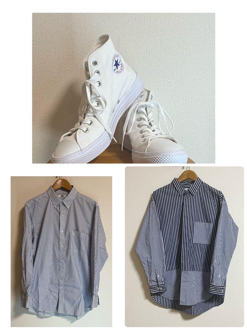 UNIQLO デニム　ストライプシャツ　コンバースハイカット28cm 美品