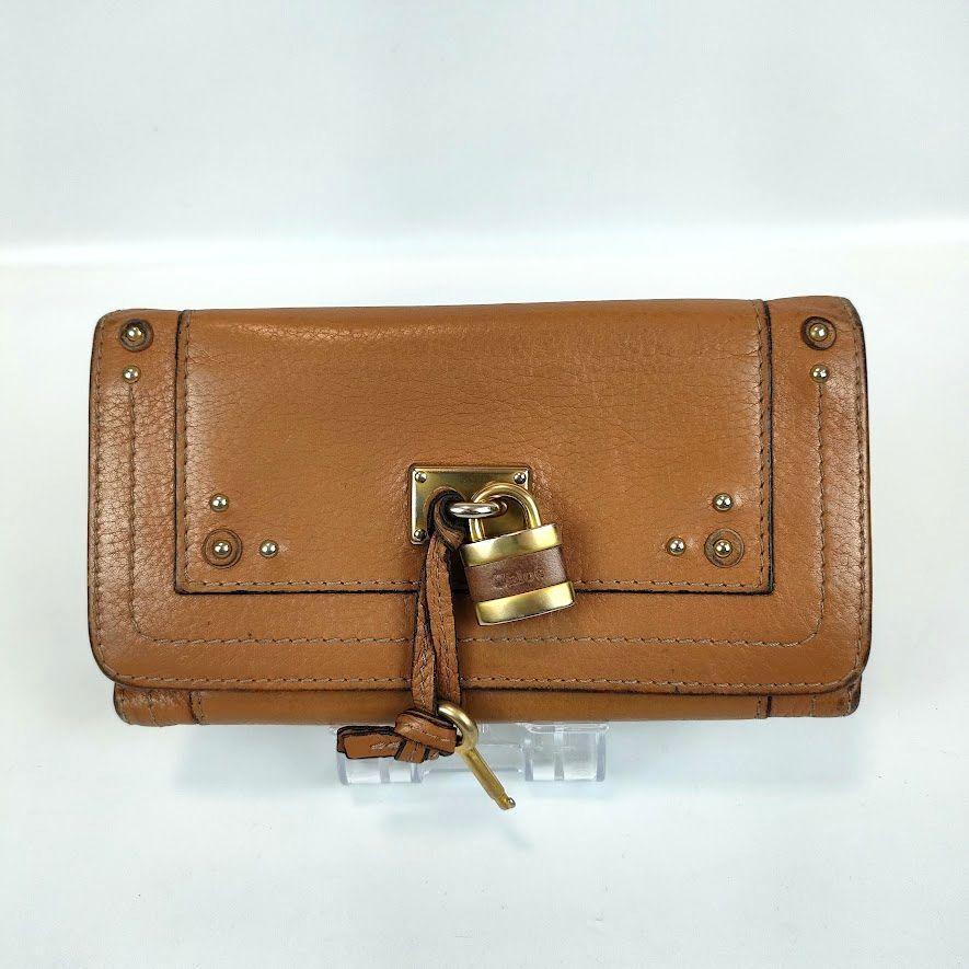 Chloe クロエ 長財布 南京錠 パディントン レザー ブラウン
