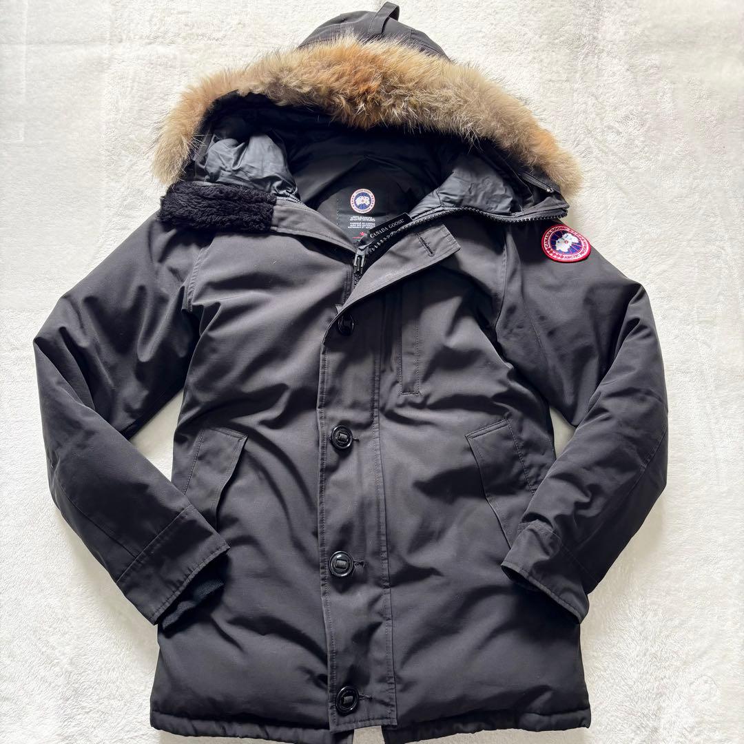 カナダグース ジャスパー ダウンジャケット ブラック S ファー ワッペン 人気 カナダグース ジャスパー ダウンジャケット ブラック S ファー ワッペン 人気