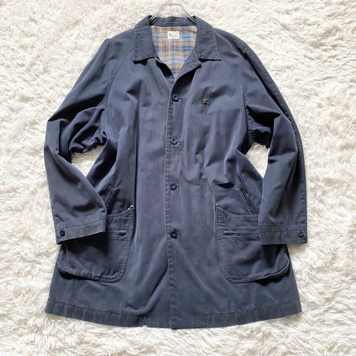 良品⭐︎ パパス チェック柄 チェスターコート ヴィンテージ ロゴパッチ