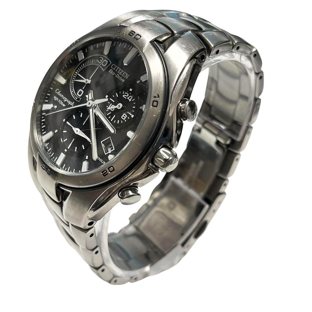 CITIZEN オルタナ エコドライブ クロノグラフ チタン 黒文字盤 シルバー CITIZEN オルタナ エコドライブ クロノグラフ チタン 黒文字盤 シルバー