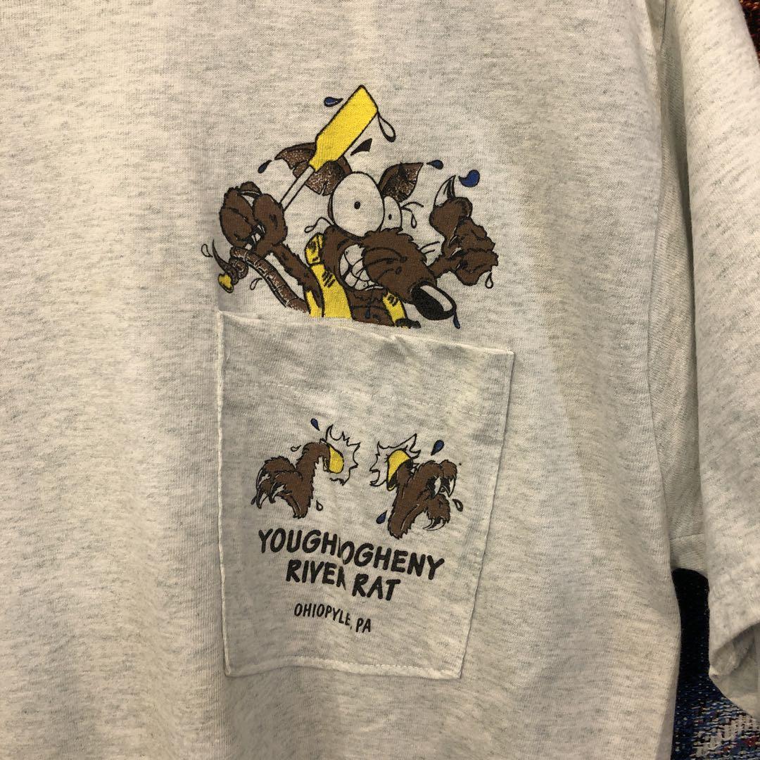 90s フルーツオブザルーム スーベニアT ヴィンテージ キャラT グレー XL