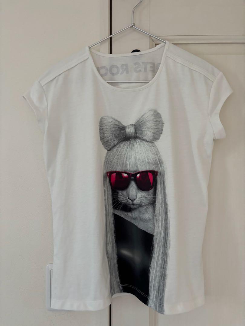 PETS ROCK ペッツロック Tシャツ　レディーガガ Amazon.co.jp: PETS ROCK Tシャツ レディガガ 猫 ねこ ネコ