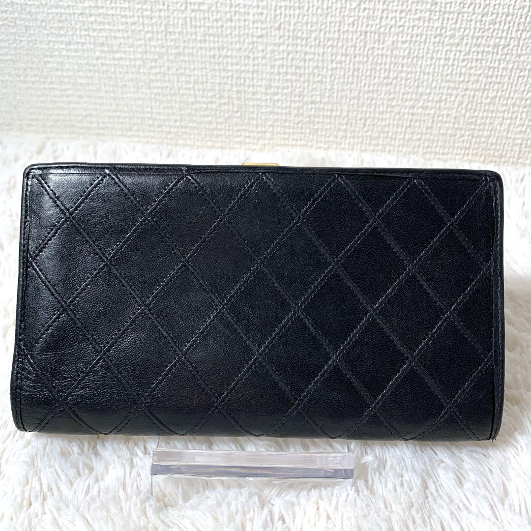 シャネル ココマーク マトラッセ ビコローレ ラムスキン 長財布　がま口